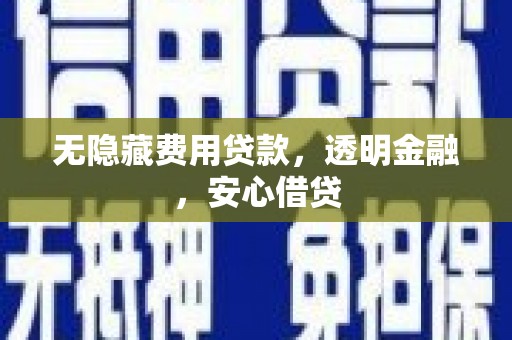 盐田无隐藏费用贷款，透明金融，安心借贷
